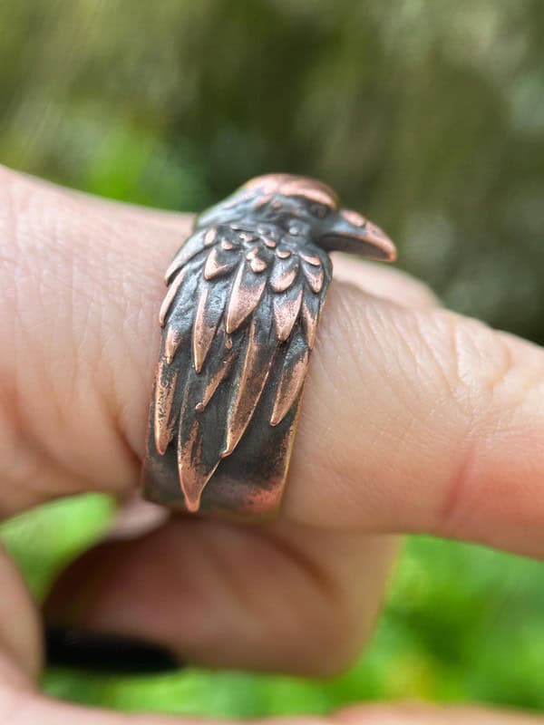 Viking Raven Ring Odin Hugin Munin Norse Mythology Jewelry Pagan Gift for Him Nordic Spirit Animal Band Anniversary Men's Accessory