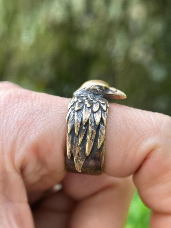 Viking Raven Ring Odin Hugin Munin Norse Mythology Jewelry Pagan Gift for Him Nordic Spirit Animal Band Anniversary Men's Accessory