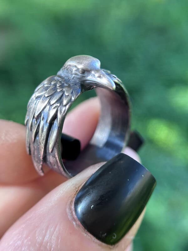 Viking Raven Ring Odin Hugin Munin Norse Mythology Jewelry Pagan Gift for Him Nordic Spirit Animal Band Anniversary Men's Accessory