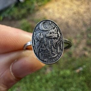 Sterling Silver Wolf Ring Red Riding Hood