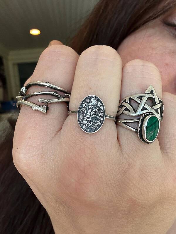 Sterling Silver Hansel and Gretel Ring, Fairy Tale Storybook Jewelry, Grimm Brothers Witch Oven Scene, Handmade Fantasy Ring
