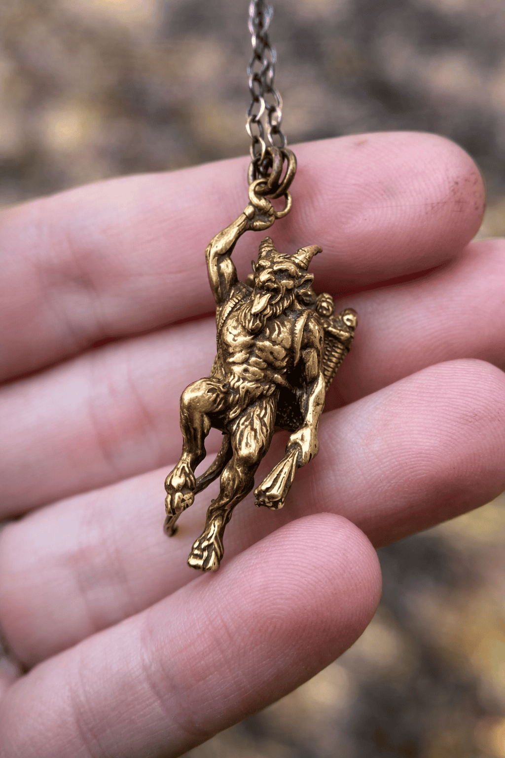 Handcrafted Krampus Pendant brass