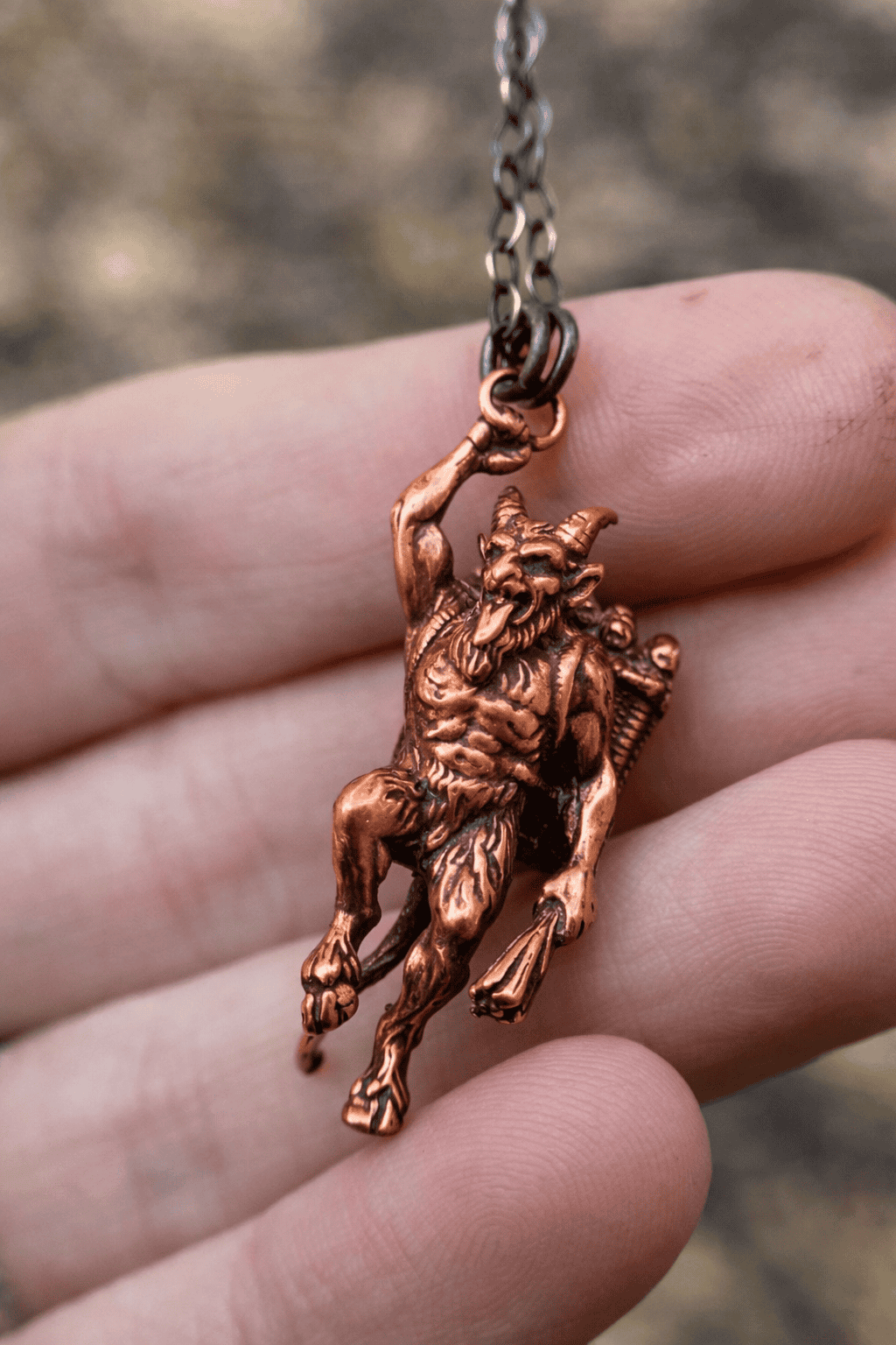Handcrafted Krampus Pendant copper