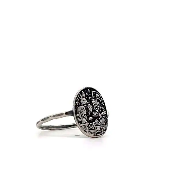 il_fullxfull.7309309764_fhh6.jpg Mad Hatter’s Tea Party Sterling Silver Ring Alice in Wonderland