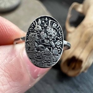 Mad Hatter’s Tea Party Sterling Silver Ring Alice in Wonderland