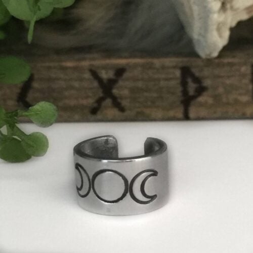 Wiccan Earrings, Ear Cuff, Pagan Earrings, Wiccan Jewelry Goddess, Moon Goddess, Triple Goddess, Triple Moon Goddess, Wiccan Jewelry, Pagan
