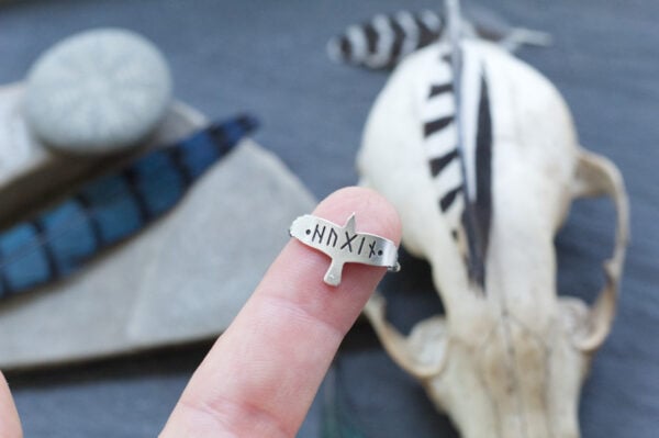 Raven Ring - Huginn and Muninn - Odin's Ravens - Viking Jewelry - Elder Futhark Runes - Norse Pagan - Copper Brass Fine Silver