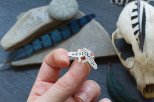 Raven Stud Earrings - Huginn and Muninn - Odin's Ravens - Viking Jewelry - Elder Futhark Runes - Norse Pagan