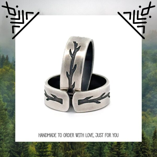 Rune Ring  - Huginn and Muninn - Viking Jewelry - Pagan Wedding Gift - Raven Jewelry - Ansuz - Runes - Spirit Animal