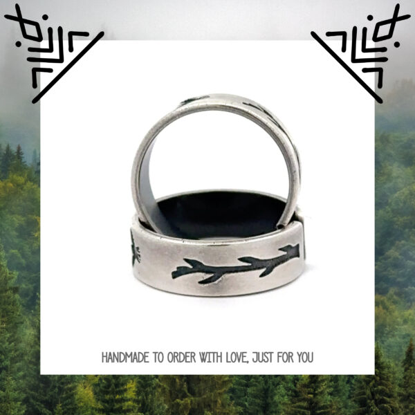 Rune Ring  - Huginn and Muninn - Viking Jewelry - Pagan Wedding Gift - Raven Jewelry - Ansuz - Runes - Spirit Animal