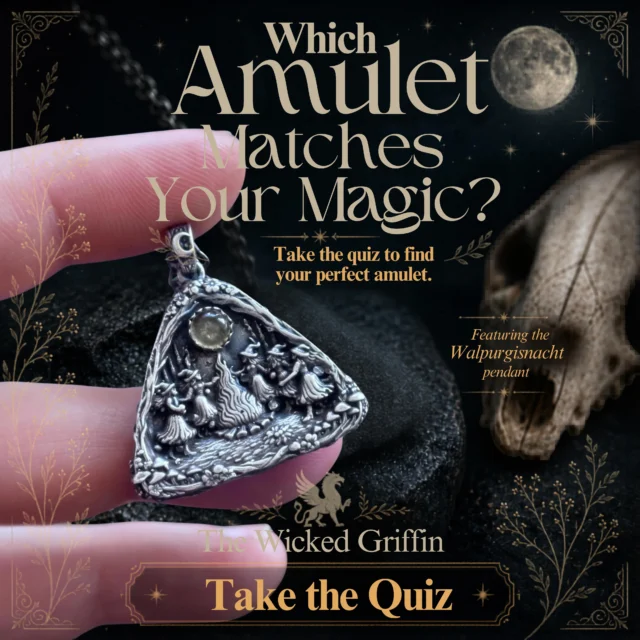 Which amulet matches your magic? ✨

I made a little quiz to pair you with the piece that fits your energy best. 

Whetger you’re more protective charm, witchy talisman, forest relic, or old-world folklore amulet.

The Walpurgisnacht pendant is one of the possible matches, and she’s dramatic in the best way.

Go find your match through the little path at the top of my profile 🖤

#witchyjewelry #paganjewelry #amulet #witchyaesthetic #thewickedgriffin