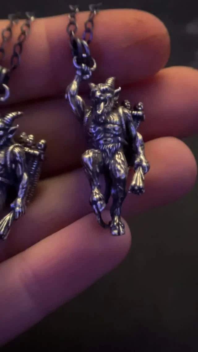 My husband is from Bavaria (southern Germany) and I originally made this Krampus pendant for him.

The Krampusnacht traditions belong to his culture, and it was so important to me to really bring this pendant alive and make it as accurate as possible.

When I added him to my shop, I couldn’t believe how many of you loved him as much as I do!

He’s super-small lost wax cast in my home studio (only 3 at a time).
