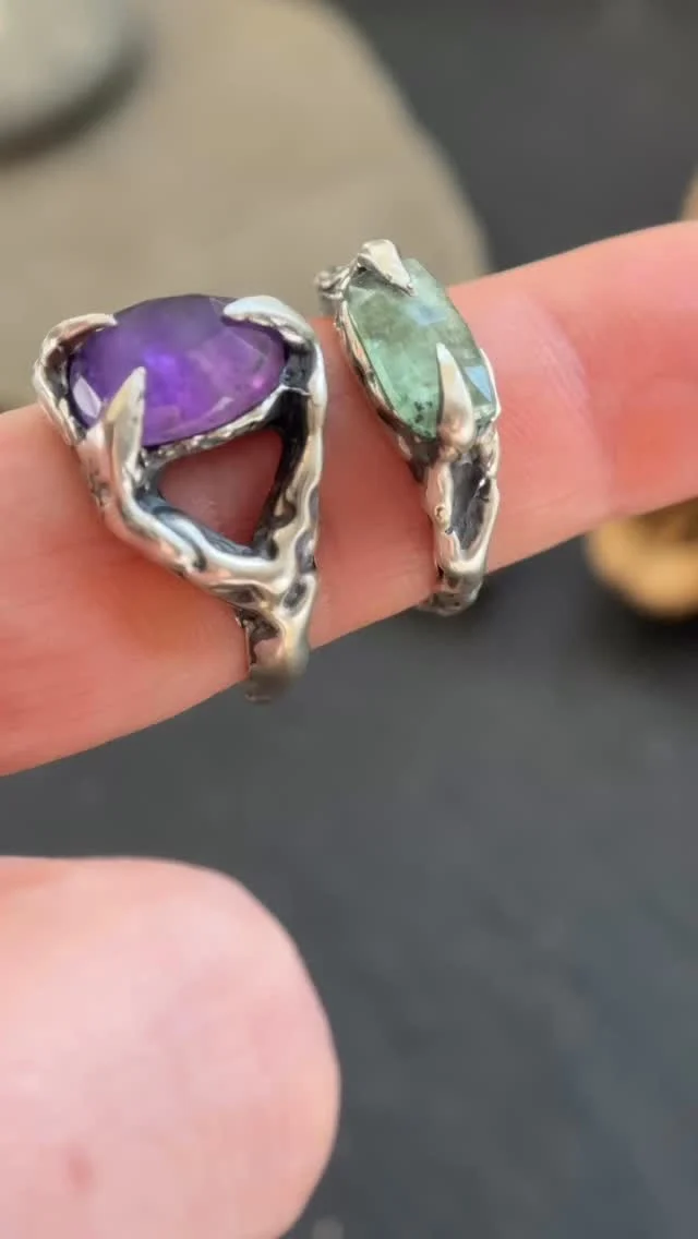 Just launched these pretties ❤️

Size 9 amethyst ring + size 7.25 green kyanite