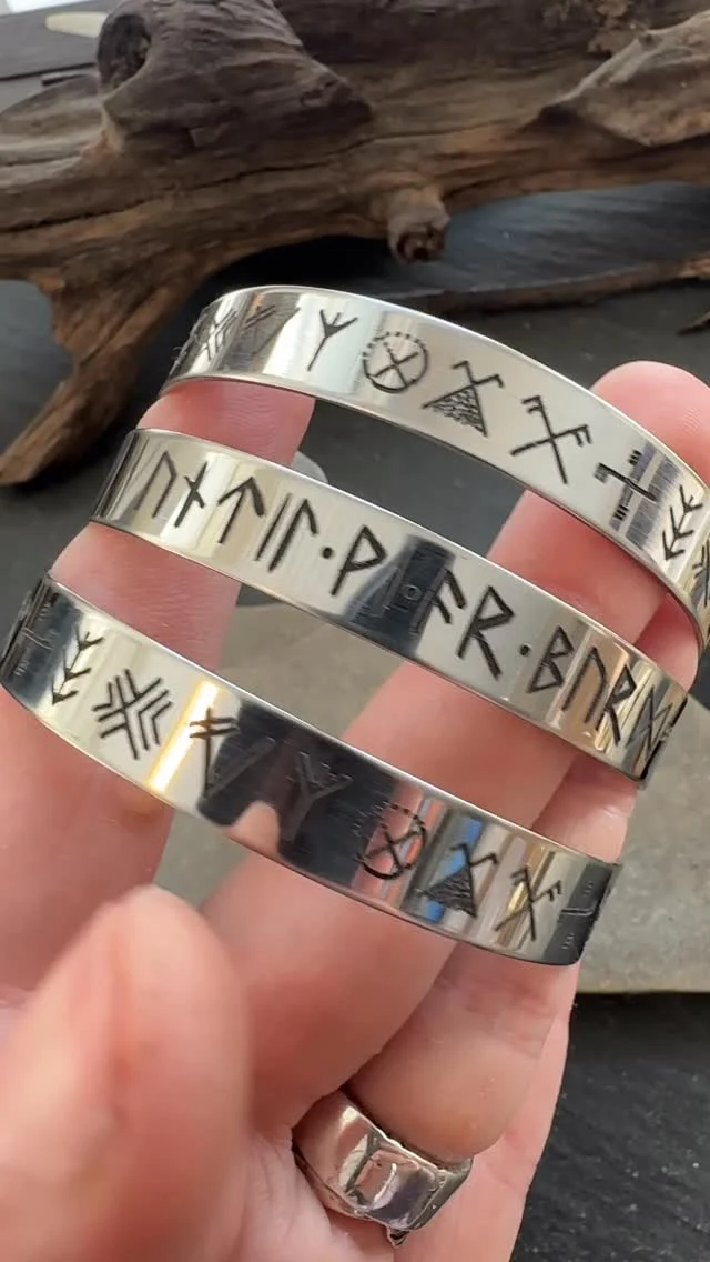 I don’t often sell them, but love it when I do!

Vinca symbol bracelets ❤️

And a custom rune inscription bracelet.